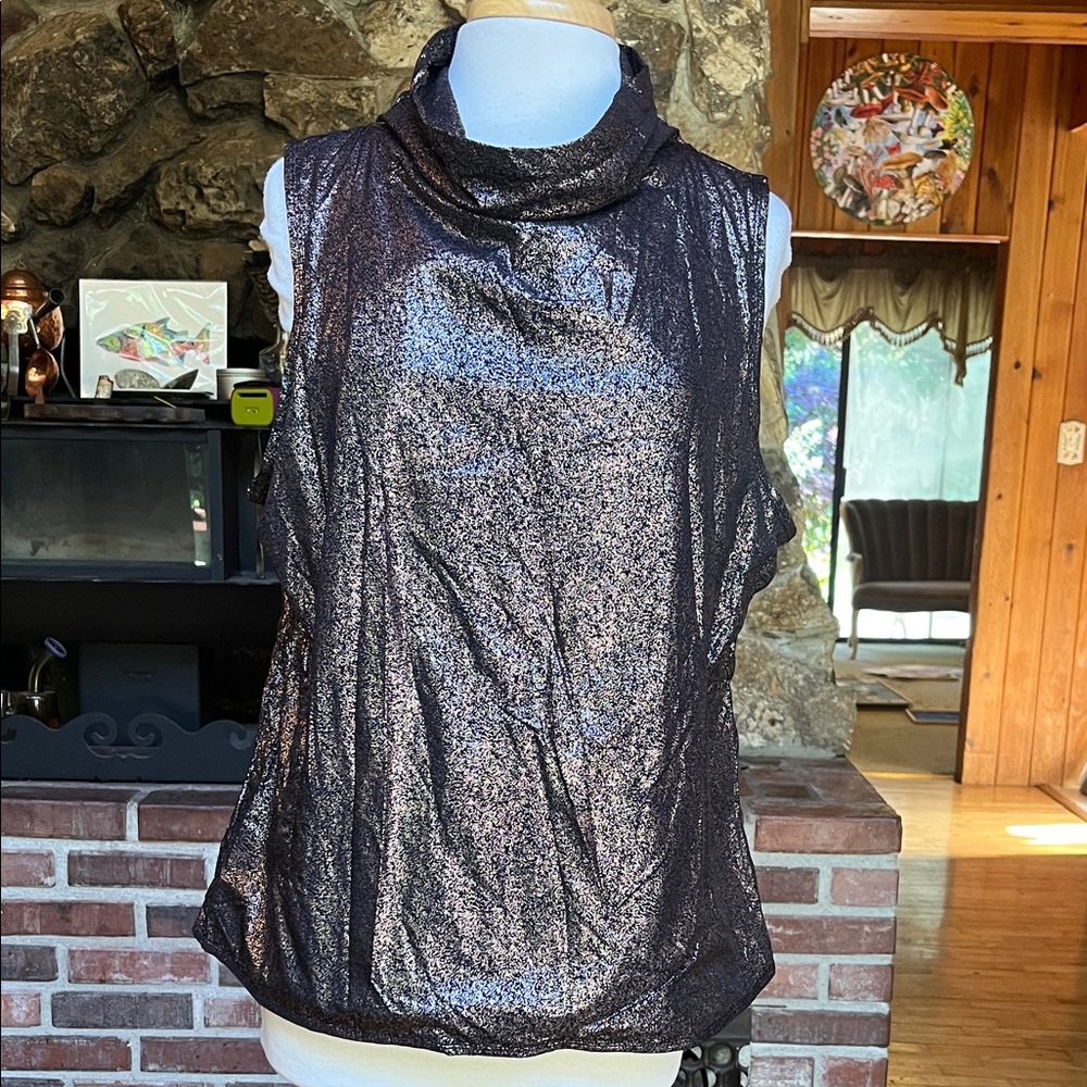 Fabletics Shimmering Sleeveless Cowl Neck Top (NWT)